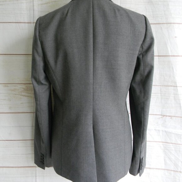 J. Crew Super 120s WM'S 100% WOOL Two-Button Blazer Jacket Size 8 Gray FITTED - Picture 3 of 4